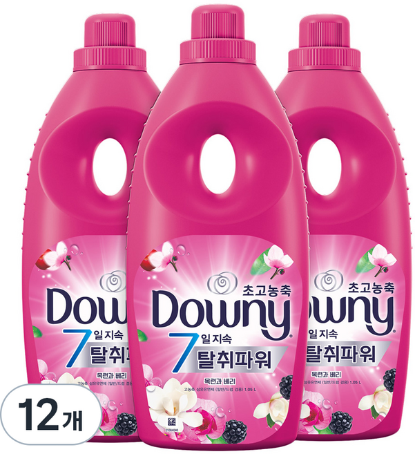 다우니 7일 지속 탈취파워 초고농축 섬유유연제 목련과베리 본품, 1.05L, 1개입, 12개