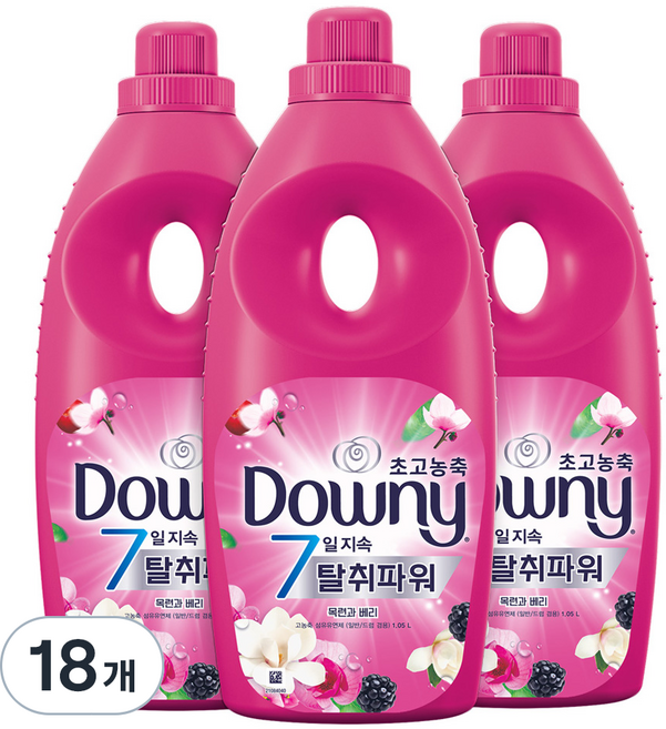 다우니 7일 지속 탈취파워 초고농축 섬유유연제 목련과베리 본품, 1.05L, 1개입, 18개