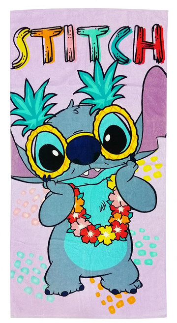Disney 迪士尼 浴巾 300g 70 x 140cm, 鳳梨史迪奇 紫色, 1條