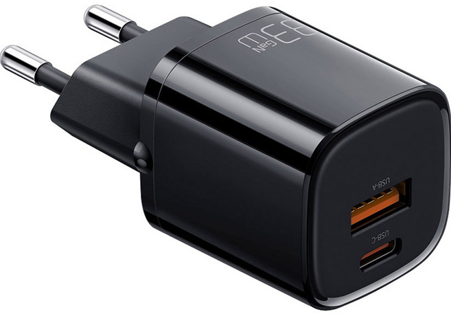 맥도도 GaN PD3.0 PPS 33W 초고속 미니 2포트 멀티 충전기, 블랙 (CH-0841), 1개