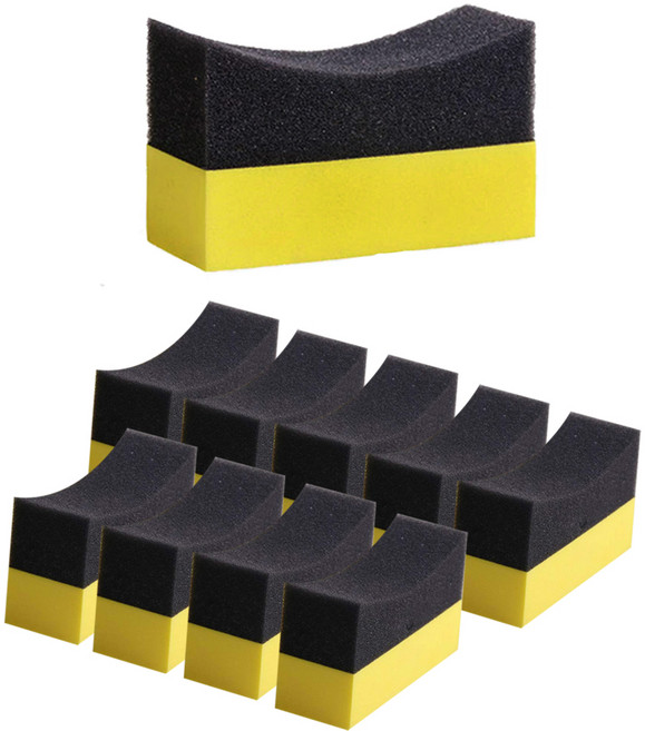 탑스코리아 차량 셀프 세차 앤 왁싱 스펀지, 10개, 옐로우 + 블랙