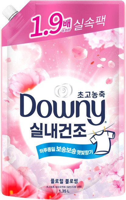 다우니 실내건조 초고농축 섬유유연제 플로럴 블로썸향 리필, 1.35L, 1개