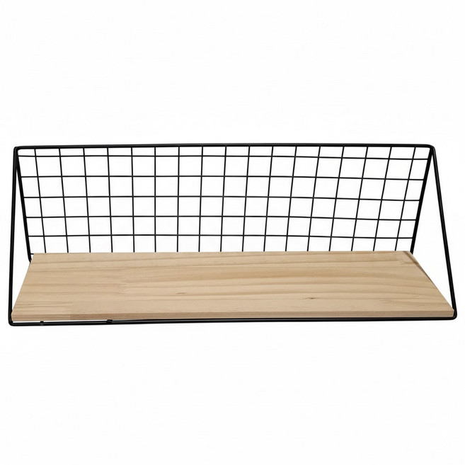 工業風鐵藝牆面置物架 無橫桿 大款, 網格黑色, 1個