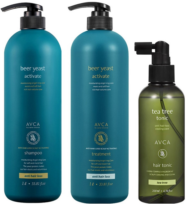 아브카 맥주효모 두피케어 탈모증상 완화 샴푸 티트리향 1000ml + 트리트먼트 1000ml + 두피케어 탈모증상완화 티트리 헤어토닉 200ml, 1개