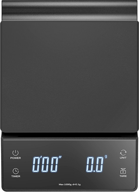 홈플래닛 드립 커피 타이머 저울 [0.1단위], 블랙, DS06CF-BK, 1kg