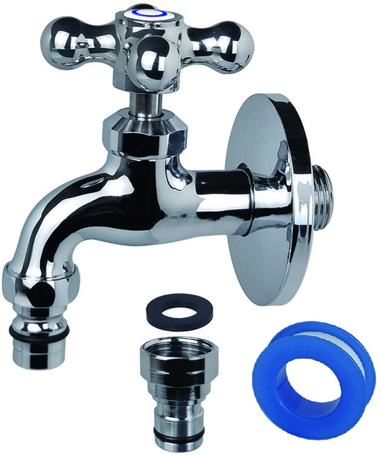 BK 다용도 십자 커플링 가로 수도꼭지 + 테프론 테이프 세트 모로83, 1세트