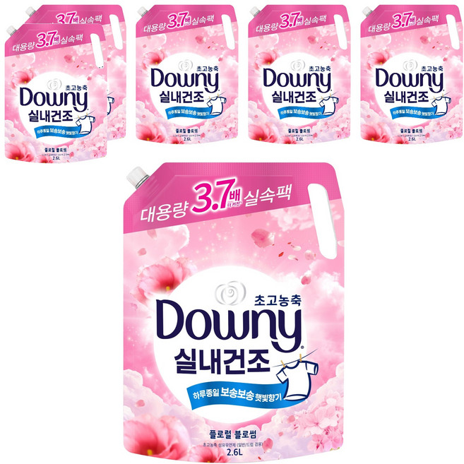 다우니 실내건조 초고농축 섬유유연제 플로럴 블로썸 리필, 2.6L, 6개