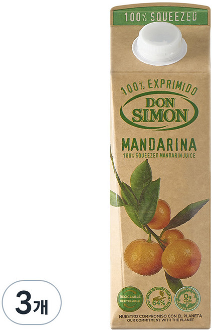 돈시몬 착즙 만다린 감귤 주스, 1L, 3개