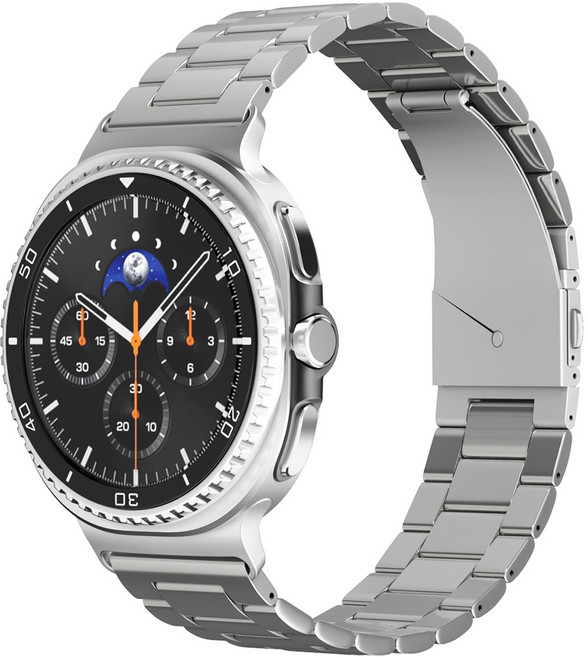 신지모루 3연 디자인 스테인리스 메탈 쥬빌레 밴드 스트랩 22mm, 실버, 1개