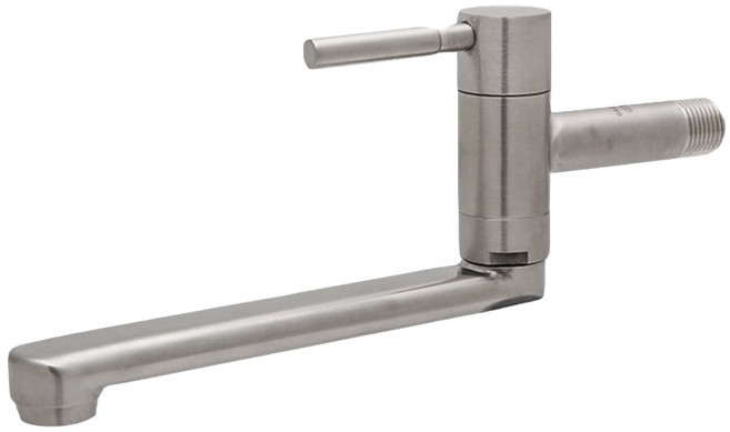 LEADER 麗達 304不鏽鋼自由栓水龍頭 出水管18cm 壁式單冷 不鏽鋼原色 LBE ST233-18 25 x 3 x 10.5cm 450g, 1個