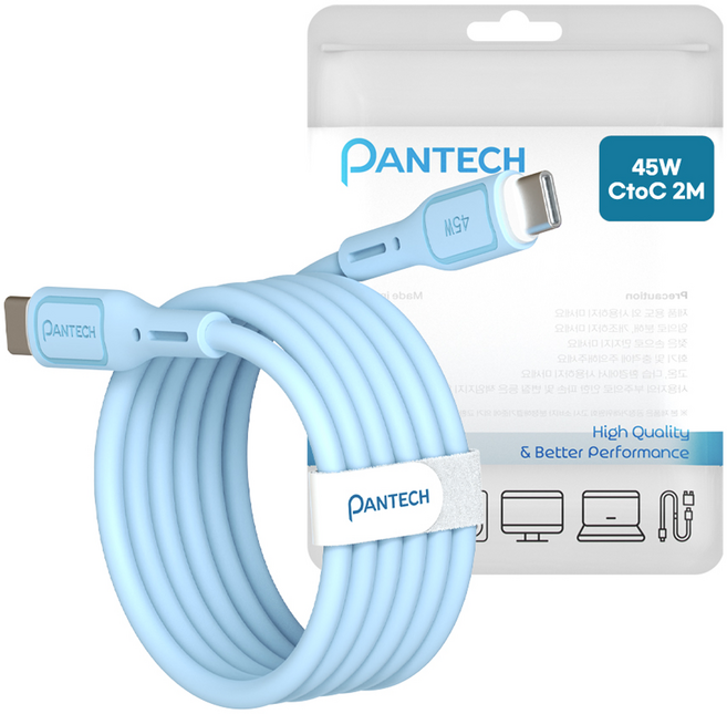 팬택 C타입-C타입 45W 초고속 케이블, 블루, 1개, 2m
