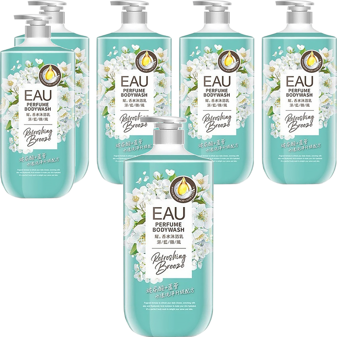 EAU 淨耀 香水沐浴乳 湛藍微風, 1L, 6罐