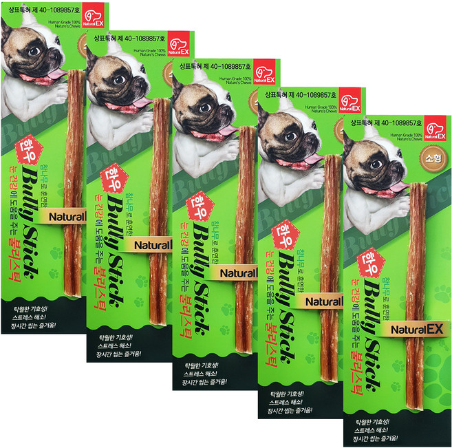 네츄럴이엑스 강아지 한우 불리스틱 소형, 5개, 5g