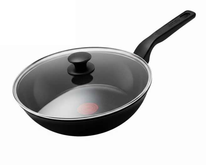 Tefal 特福 綠生活陶瓷不沾系列平底鍋 附玻璃蓋 曜石黑, 28cm, 1個
