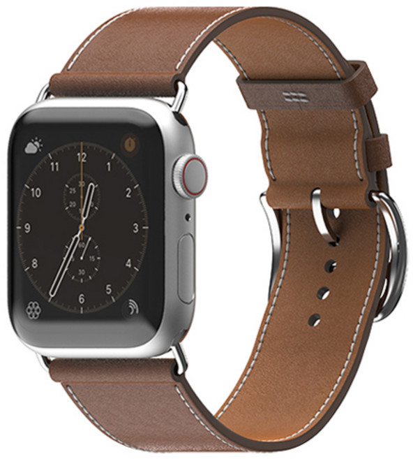 신지모루 애플워치 싱글투어 가죽 레더 밴드 스트랩, 브라운, 1개
