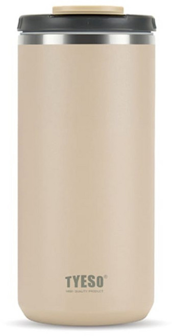 TYESO 泰碩 304不鏽鋼便攜翻蓋保溫杯, 淺卡其色, 1個, 600ml