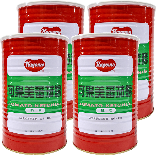 KAGOME 可果美 蕃茄醬 純素, 4.5kg, 4桶