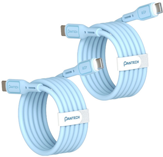 팬택 45W C타입-C타입 초고속 파스텔 케이블, 블루, 2개, 2m