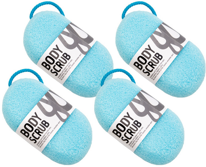 퓨어레인 바디스크럽 샤워스폰지 소프트, 블루, 1개입, 4개