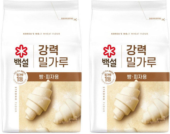 백설 강력 밀가루, 2.5kg, 2개