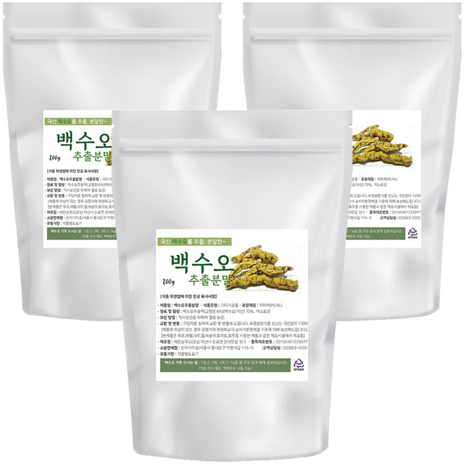 천지가약초 백수오 추출분말, 200g, 3개