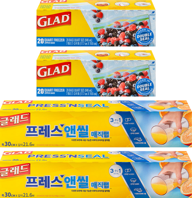 GLAD 佳能 神奇保鮮膜 一般型 + 夾鏈袋 冷凍用 中型組合, 2套