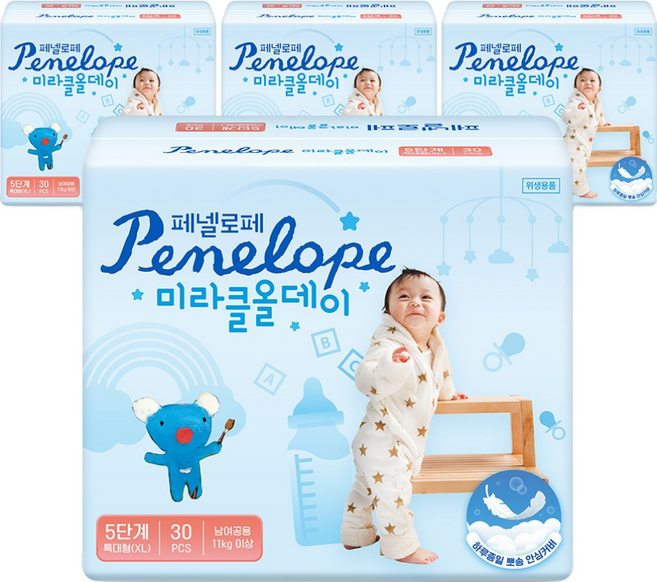 페넬로페 뉴 미라클 올데이 밴드형 기저귀 남여공용, 5단계, 120매