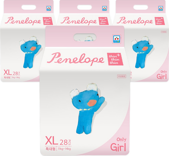 페넬로페 씬씬씬 플러스 팬티기저귀 여아용, 5단계, 112매