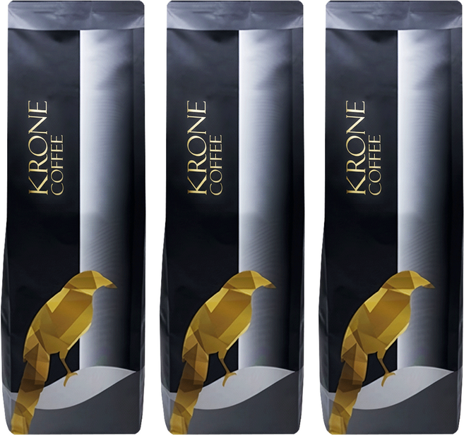 KRONE 皇雀 義式深培咖啡豆 義式綜合咖啡豆, 全豆 無研磨, 454g, 3包