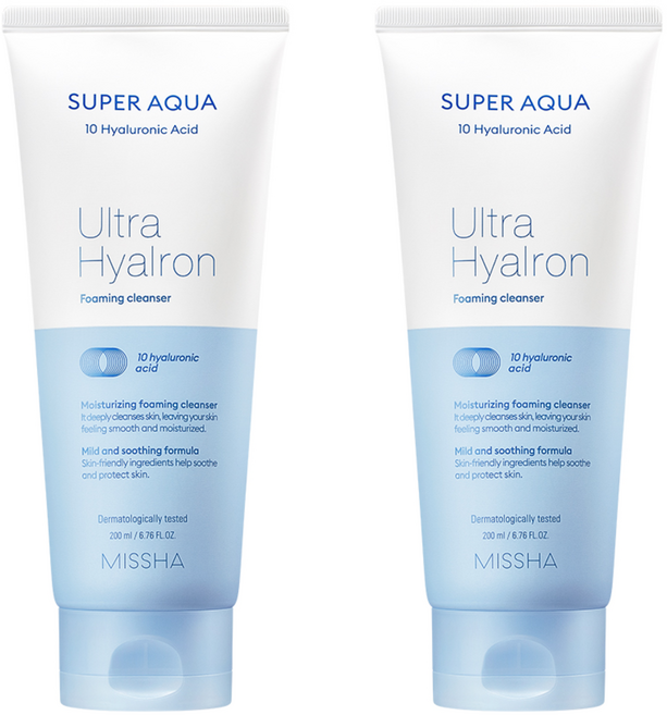[2입기획] 미샤 수퍼 아쿠아 울트라 히알론 클렌징 폼, 200ml, 2개