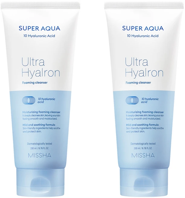 [2입기획] 미샤 수퍼 아쿠아 울트라 히알론 클렌징 폼, 200ml, 2개 - 쿠팡