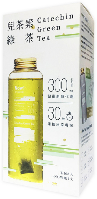 Teascovery 發現茶 兒茶素綠茶 茶包6g*8入+茶瓶 NOW瓶款6.3*19cm 500ml*1個, 6g, 8入, 1盒