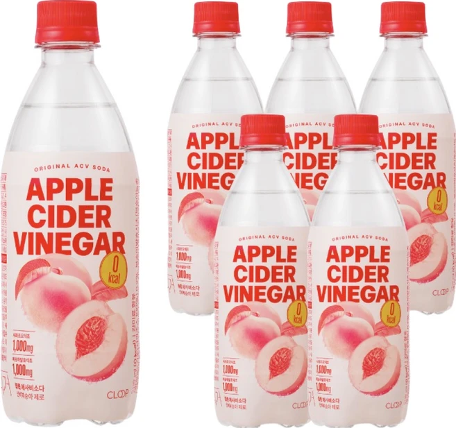 클룹 애사비소다 신비복숭아 제로 탄산음료, 500ml, 6개 - 쿠팡