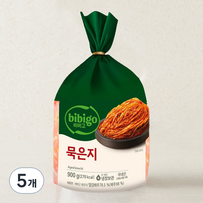 비비고 묵은지, 900g, 5개