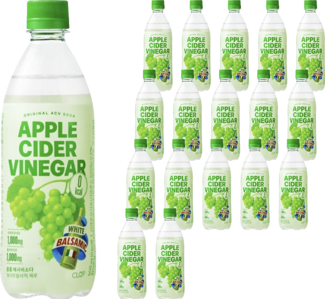 클룹 애사비소다 화이트발사믹 제로 탄산음료, 500ml, 18개