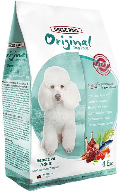 UNCLE PAUL 保羅叔叔 低敏成犬狗飼料 小顆粒/ 護眼低淚痕 4.5KG, 1袋