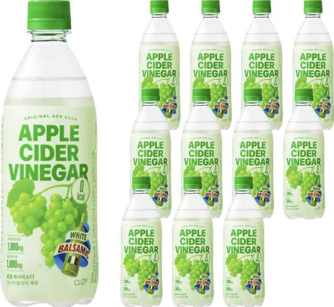 클룹 애사비소다 화이트발사믹 제로 탄산음료, 500ml, 12개