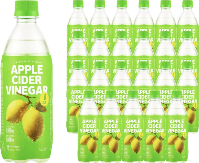 클룹 애사비소다 레몬비니거 제로 탄산음료, 500ml, 24개