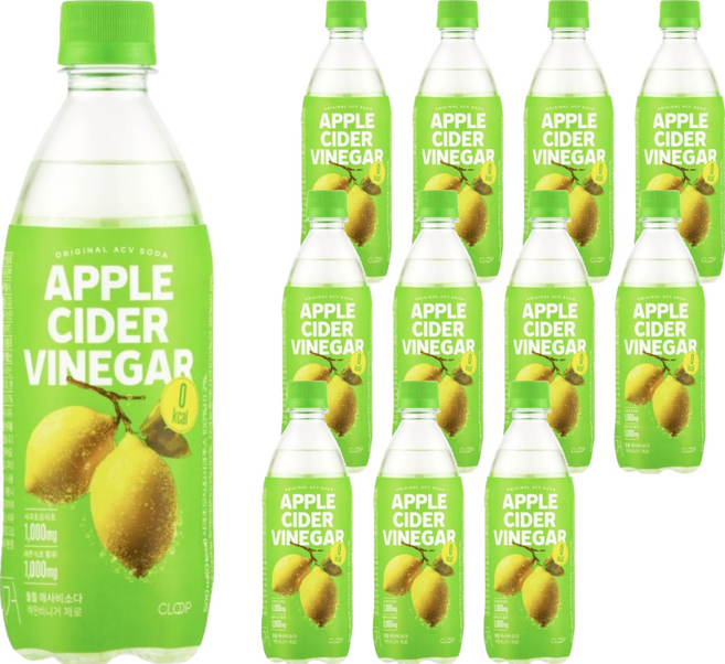 클룹 애사비소다 레몬비니거 제로, 500ml, 12개