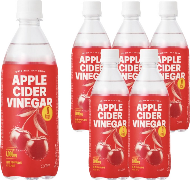 클룹 애사비소다 타트체리 탄산음료, 500ml, 6개