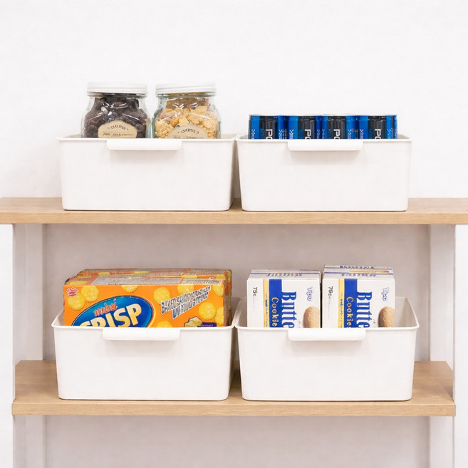 보노하우스 리빙 그립 바스켓, 화이트, 4개