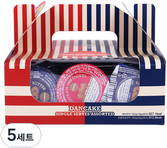 댄케이크 싱글서브 버터쿠키 9p + 초콜릿칩쿠키 9p, 342g, 5세트