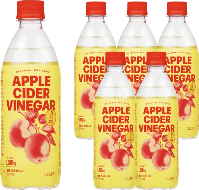 클룹 애사비소다 오리지널 탄산음료, 500ml, 6개