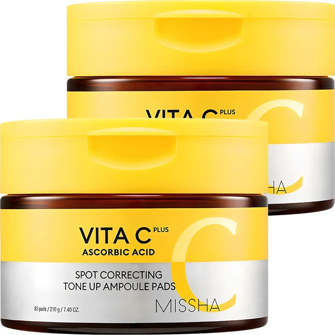 미샤 비타씨플러스 잡티씨 톤업 앰플패드 210g, 80매입, 2개 - 쿠팡