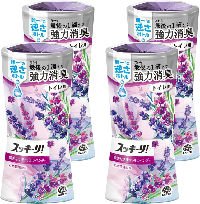 EARTH 地球製藥 Sukki-ri 廁所芳香除臭劑 薰衣草香, 400ml, 4瓶