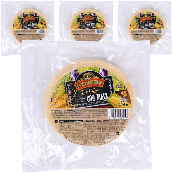 라카나스타 옥수수앤밀 또띠야 12cm, 144g, 4개