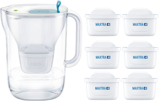 BRITA 台灣公司貨 純淨濾水壺 水壺 + 濾心6個, 3.6L, 1組, 144269