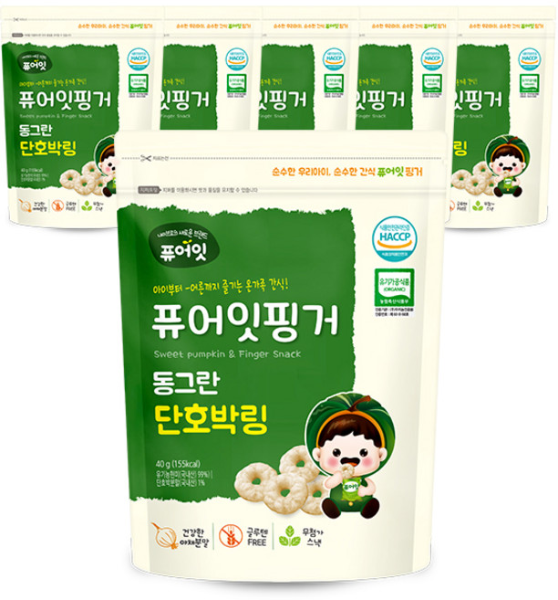 퓨어잇 핑거 동그란 야채링, 단호박, 40g, 6개
