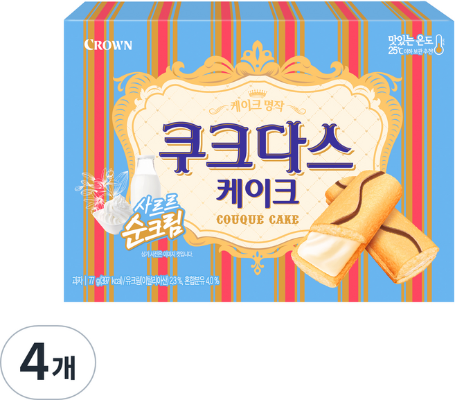 쿠크다스 케이크 과자, 77g, 4개