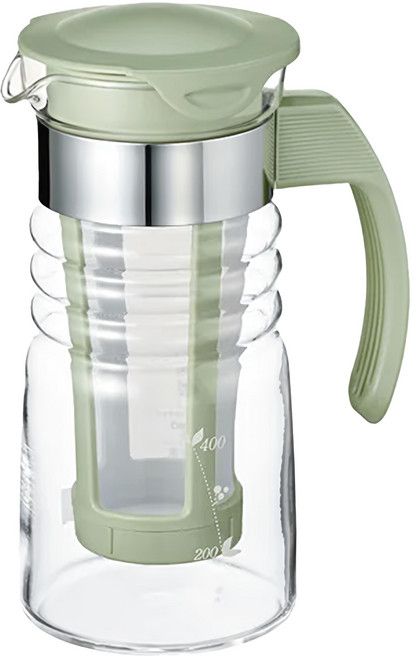 HARIO 好璃奧 迷你綠苗冷泡茶壺, 綠色 + 透明色, 1個, 700ml